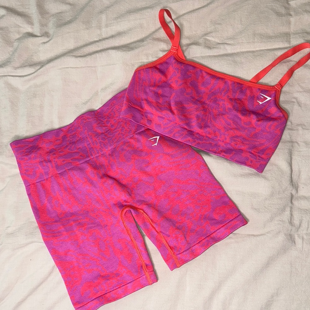 SOLD - Gymshark Pink and Orange Sports Bra Set